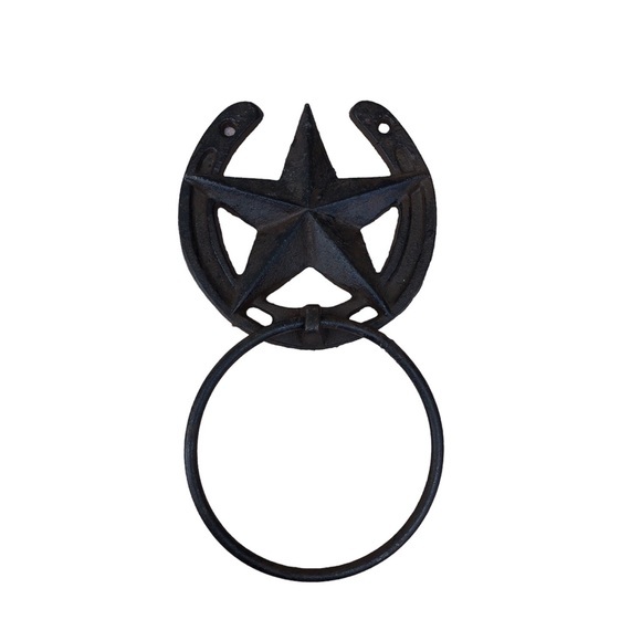 Other - Horseshoe With Lonestar Rustic Cast Iron Barn Style Bath Towel Ring Home Office